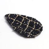 4pcs/6pcs, 36x22x1.9mm, PU Leather Drop Pendant with Sequins in Black