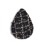 4pcs/6pcs, 36x22x1.9mm, PU Leather Drop Pendant with Sequins in Black