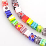 1 Strand (About 65pcs/strands, 16"), 6x6x6m , Handmade Millefiori Glass Beads, Cube, Mixed Color