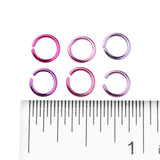 1 box (1,080 pcs), 6x0.8mm, 6 Colors Aluminum Wire Open Jump Rings  in Pink Violet Shades Mixed Color
