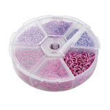 1 box (1,080 pcs), 6x0.8mm, 6 Colors Aluminum Wire Open Jump Rings  in Pink Violet Shades Mixed Color