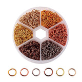 1 box (1,080 pcs), 6x0.8mm, 6 Colors Aluminum Wire Open Jump Rings  in Gold & Copper Shades Mixed Color