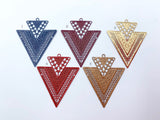 2pcs, 32x38mm, Geometric Triangle Filigree Charm Pendants / Connectors
