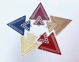 2pcs, 32x38mm, Geometric Triangle Filigree Charm Pendants / Connectors