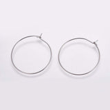 30mm, 316 Stainless Steel Hoop / Surgical Grade Hoops Earrings Findings, Wine Glass Charms Findings in Stainless Steel Colour