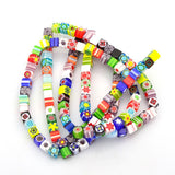 1 Strand (About 65pcs/strands, 16"), 6x6x6m , Handmade Millefiori Glass Beads, Cube, Mixed Color