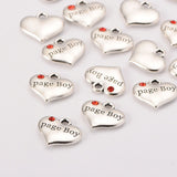 1pc/2pcs, 14x16x3mm, Wedding Theme Antique Silver Tone Tibetan Style Heart with Page Boy Rhinestone Charms, Hyacinth