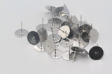 50pcs (25pairs), 12mm, 316 Stainless Steel / Surgical Grade Steel Flat Round Blank Peg Ear Stud Components, Stainless Steel Color
