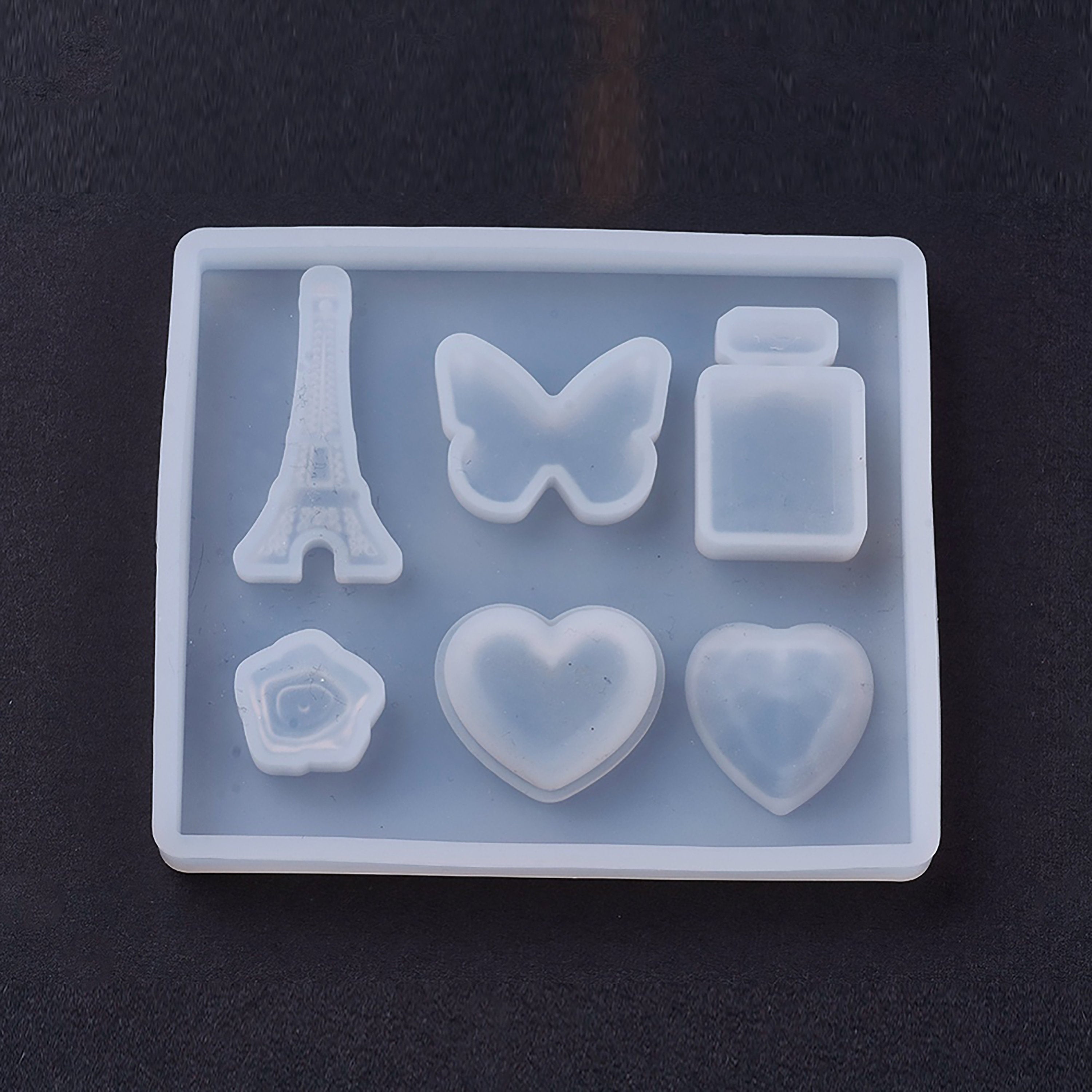 1pc, 78x88x8mm, Silicone Moulds, Resin Casting Moulds, For UV Resin, Epoxy Resin Jewelry Making, Heart , Flower , Butterfly , Tower , Bottle