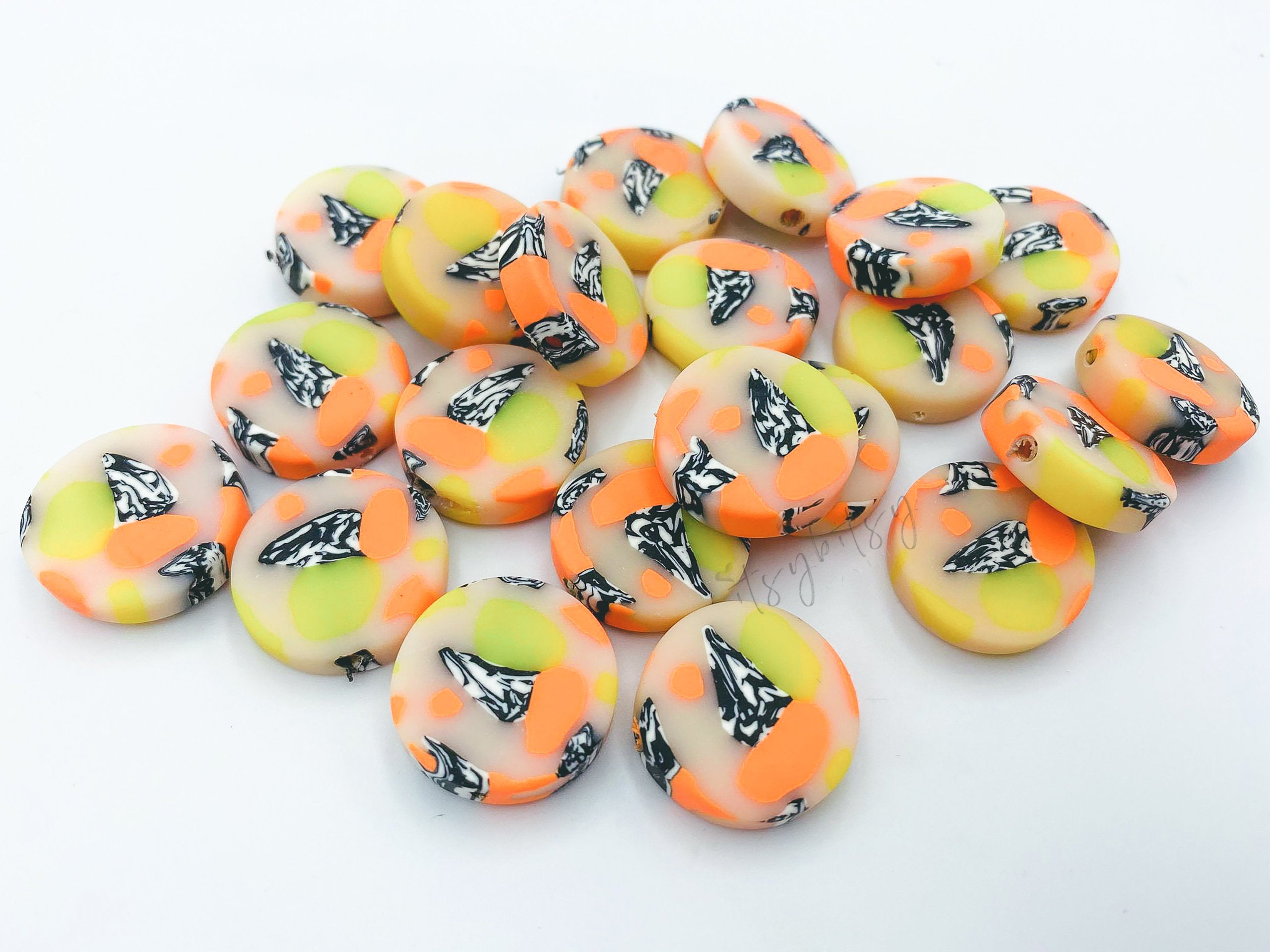 4pcs , Approx 18x5mm, Round (Flat) Handmade Polymer Clay Beads for Earring / Pendant in Misty Rose