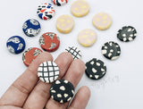 4pcs , Approx 18x5mm, Round (Flat) Handmade Polymer Clay Beads for Earring / Pendant - Choose your colour
