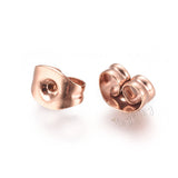 10pcs, 12x7mm, 304 Stainless Steel Ear Nuts, Earring Backs in Rose Gold