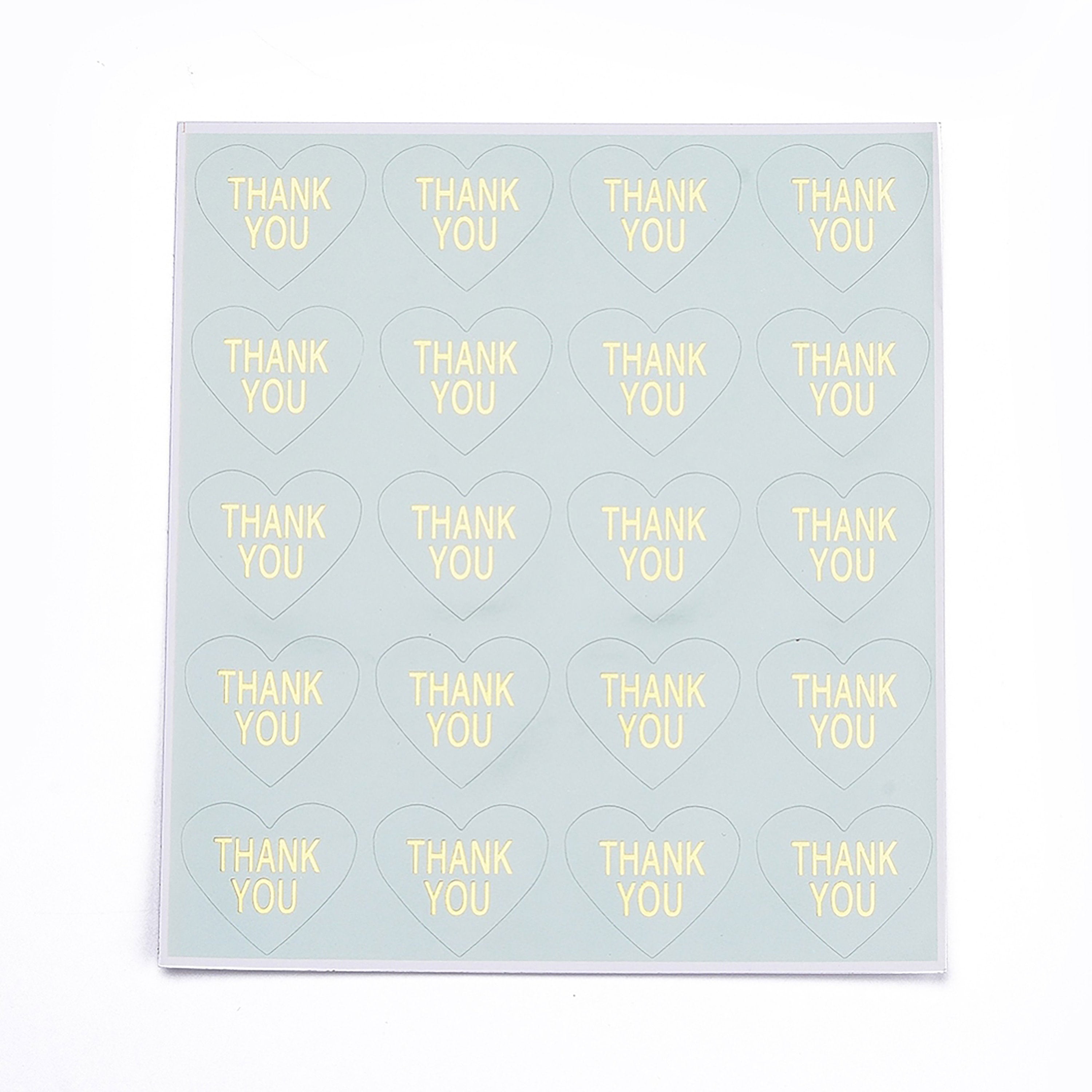 1 Roll (Approx 120pcs ),  28x32mm, Heart Shaped Self Adhesive Thank You Sticker in mint