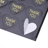 1 Roll (Approx 120pcs sticker ),  28x32mm, Heart Shaped Self Adhesive Thank You Sticker in Black