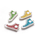 2pcs, 19x19x2mm, Alloy Enamel Pendant, Rubber Shoes in Platinum - Choose your colour