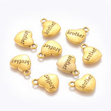 10 pcs, 16x17x3mm, Tibetan Style Alloy Finding Brother Charm Pendant, Lead Free in Antique Golden