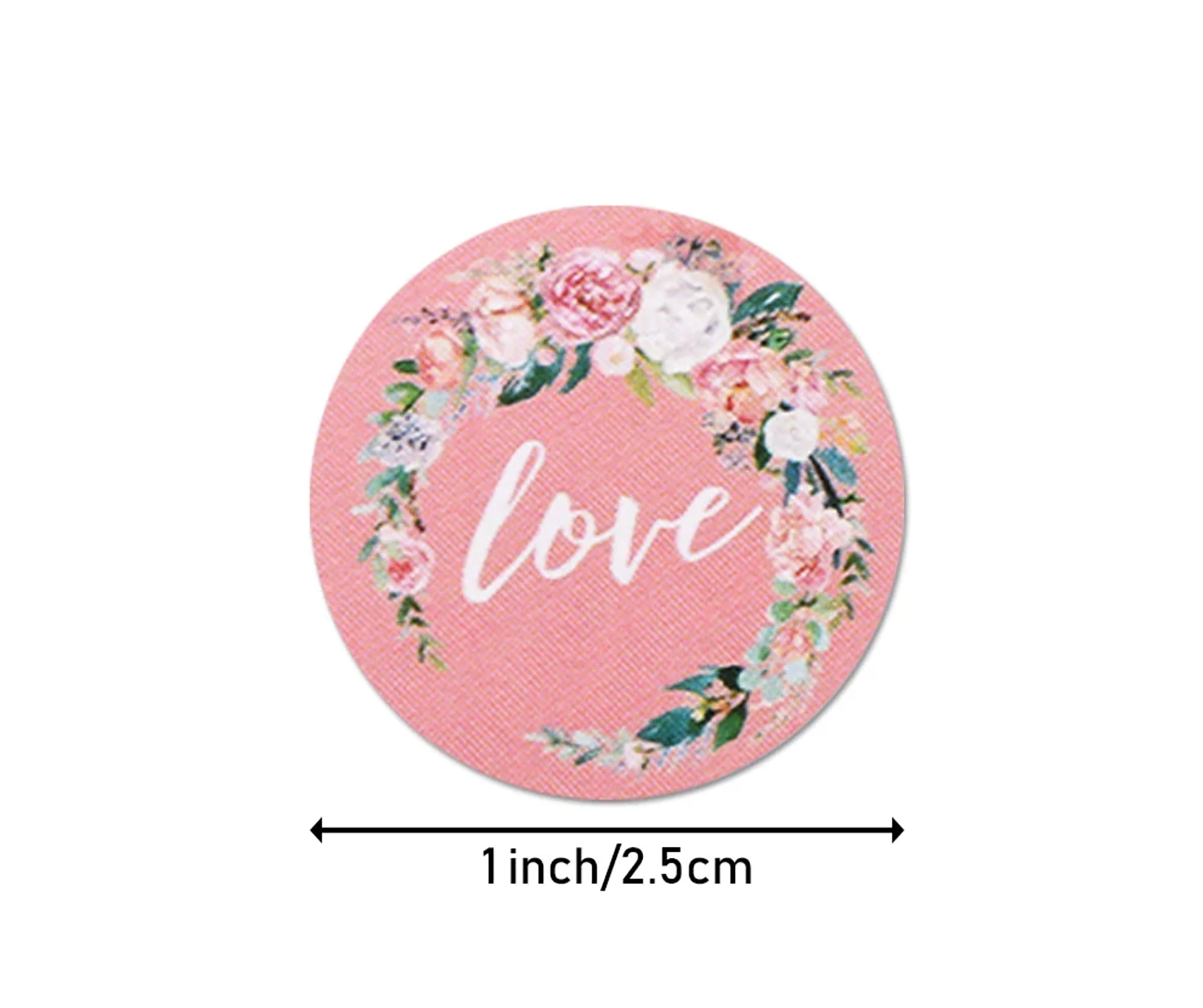 1 Roll (Approx 500pcs / roll ), 25mm, Round Self Adhesive Thank You Sticker in White and Pastel Floral