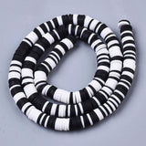 1 Strand, 6mm, Heishi Beads, Environmental Handmade Polymer Clay Beads, Disc/Flat Round  in Black and white shades