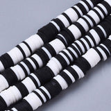 1 Strand, 6mm, Heishi Beads, Environmental Handmade Polymer Clay Beads, Disc/Flat Round  in Black and white shades