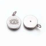 1pc, 15x13x1.5mm, Brass Evil Eye Charm, with Micro Pave Cubic Zirconia and Jump Rings
