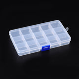 1pc, 7x13x2.3cm, Smaller Plastic Adjustable Beads Organizer Container Storage Box Rectangle Clear