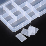 1pc, 7x13x2.3cm, Smaller Plastic Adjustable Beads Organizer Container Storage Box Rectangle Clear