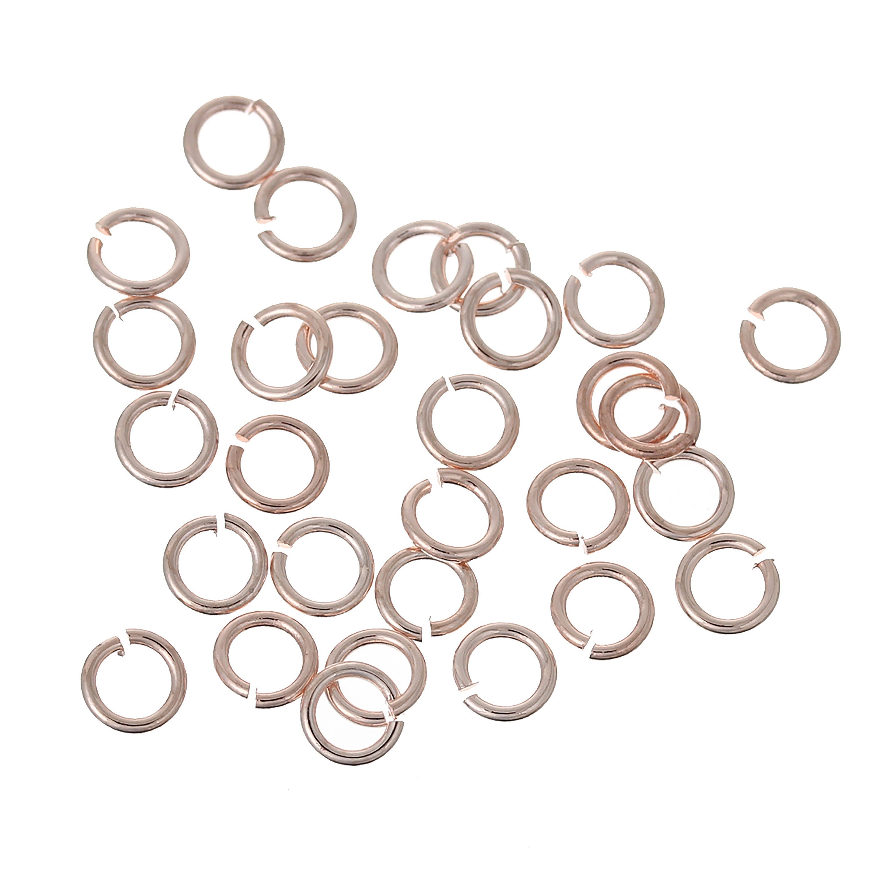 50pcs, 5mm, Brass Opened Jump Rings Findings Round Rose Gold