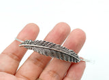 1pc, 22cm long , Feather Expandable Charm Bangle Bracelet in Silver Tone