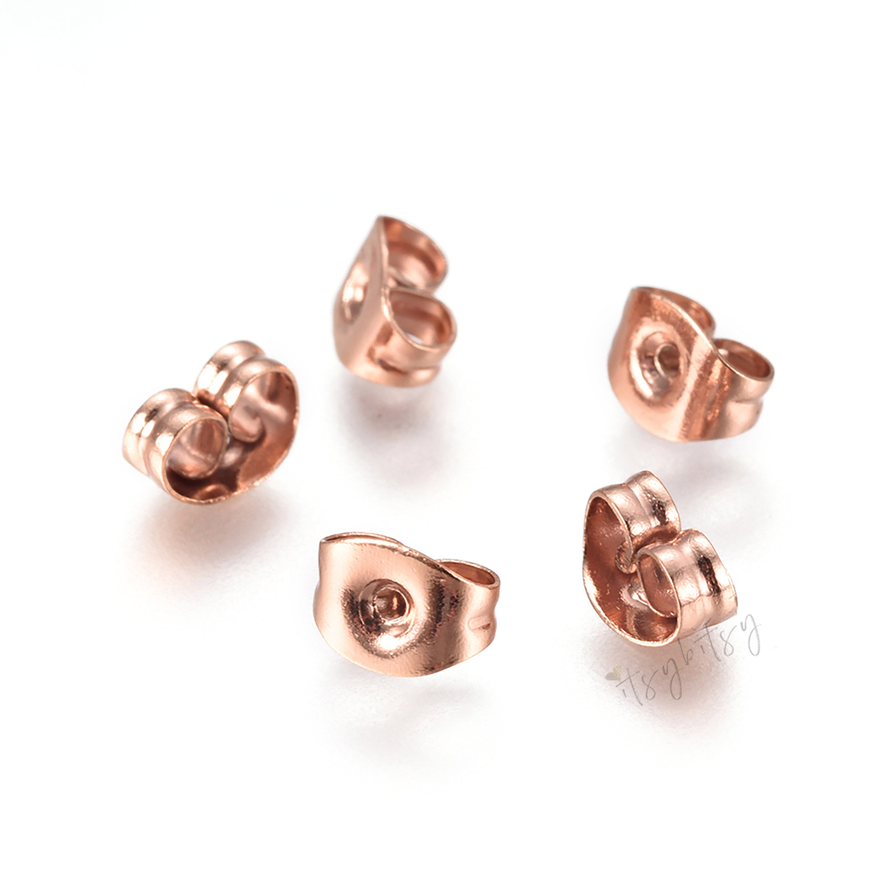 10pcs, 12x7mm, 304 Stainless Steel Ear Nuts, Earring Backs in Rose Gold