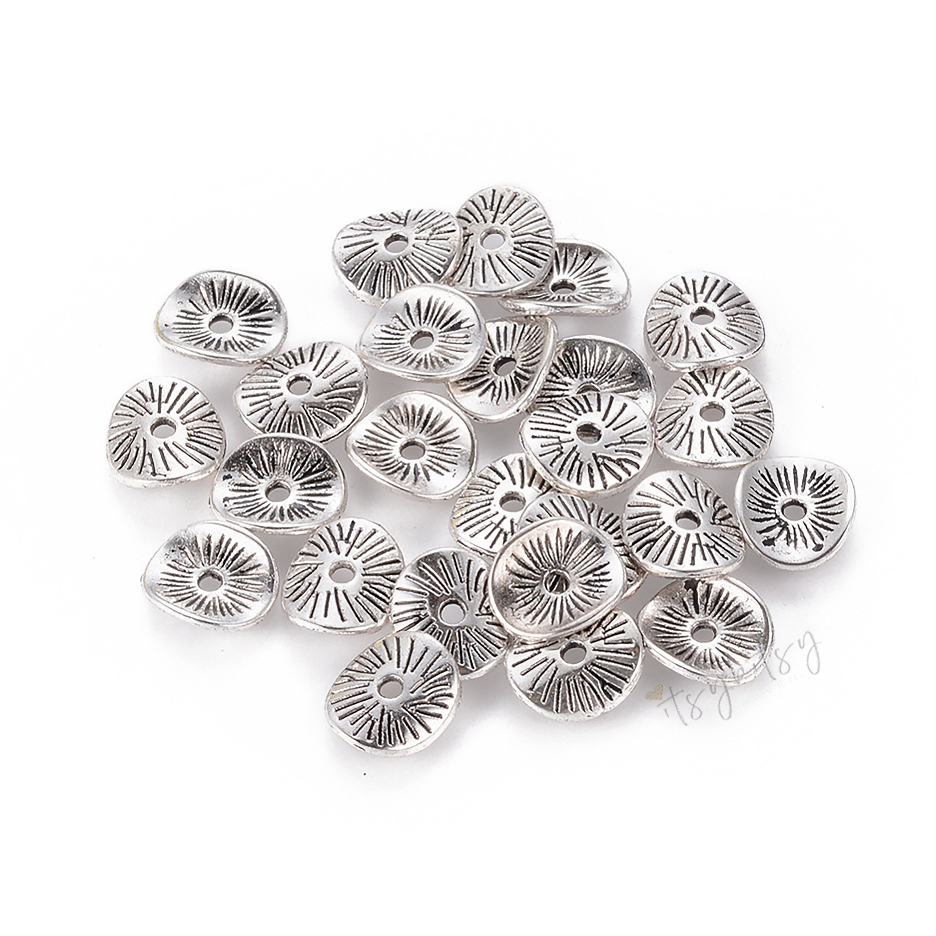 50pcs, 9.5x8.5mm, Zinc Alloy Nickel Free Round Bead Spacer Bead Separator Heishi Spacer in Antique Silver