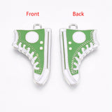 2pcs, 19x19x2mm, Alloy Enamel Pendant, Rubber Shoes in Platinum - Choose your colour