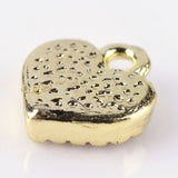 2pcs, 8x7.5x2.5mm, Alloy Enamel Pendant, Heart in Red and Gold Setting