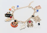 1pc, Halloween Bracelet Skull Pumpkin Punk Charm Bracelet in gold