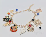 1pc, Halloween Bracelet Skull Pumpkin Punk Charm Bracelet in gold