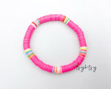 1pc, Heishi Polymer Clay Beaded Bracelet Stretchable Bracelet - choose your colour