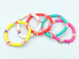 1pc, Heishi Polymer Clay Beaded Bracelet Stretchable Bracelet - choose your colour