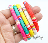1pc, Heishi Polymer Clay Beaded Bracelet Stretchable Bracelet - choose your colour