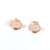 2pairs(4pcs), 12mm Tray, 304 Stainless Steel Bezel Ear Stud Components with hook/loop/connector, in Rose Gold