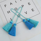 2pcs, 50x40mm, Cotton Tassel in Blue & Light Blue