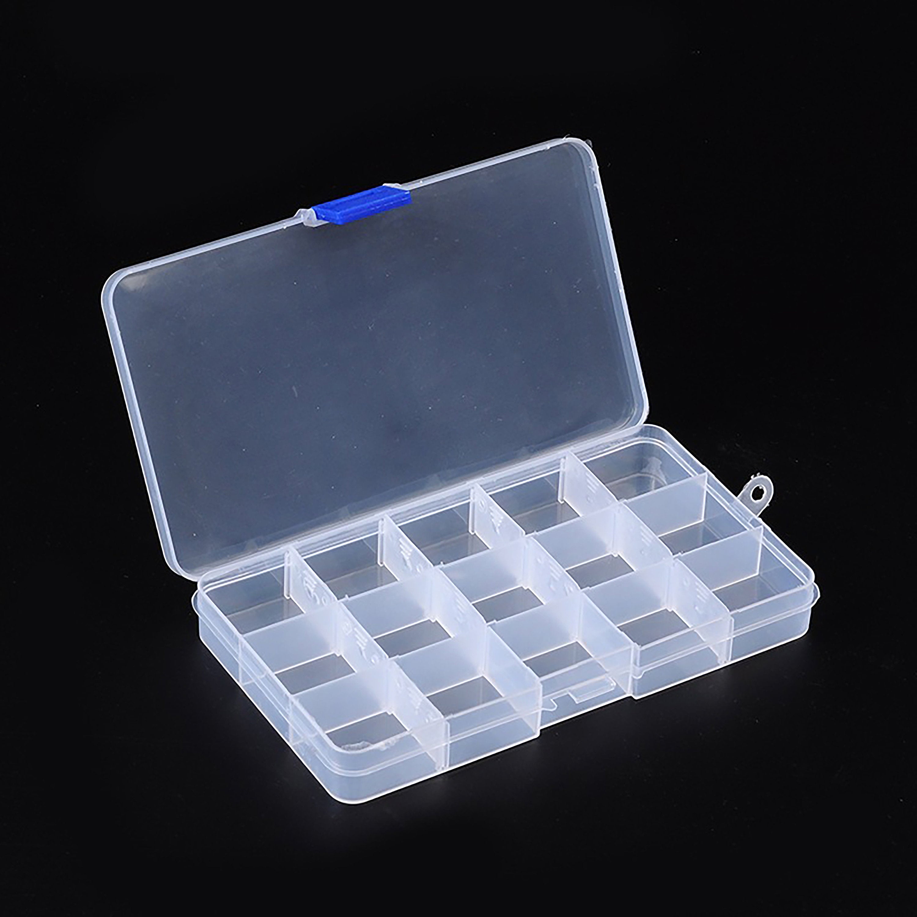 1pc, 10cmx17.5cm, Plastic Adjustable Beads Organizer Container Storage Box Rectangle Clear