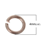 50pcs, 4mm, Brass Opened Jump Rings Findings Round Rose Gold