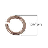 50pcs, 5mm, Brass Opened Jump Rings Findings Round Rose Gold