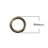 50pcs, 6mm, Iron Jump Ring Findings in Antique Bronze