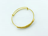 1pc, 22cm long , Feather Expandable Charm Bangle Bracelet in Antique Gold