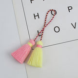 2pcs, 50x40mm, Cotton Tassel in Yellow & Pink