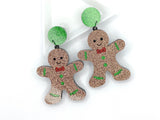 1 pair, Chunky Acrylic Christmas Theme Earring, Gingerbread Boy Earring