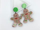 1 pair, Chunky Acrylic Christmas Theme Earring, Gingerbread Boy Earring