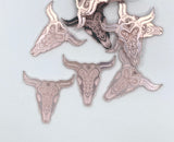 2 Pairs (4pcs),  Approx 38mm Bull shaped Boho Acrylic Pendant - Choose your colour