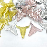 2 Pairs (4pcs),  Approx 38mm Bull shaped Boho Acrylic Pendant - Choose your colour