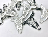 2 Pairs (4pcs),  Approx 38mm Bull shaped Boho Acrylic Pendant - Choose your colour